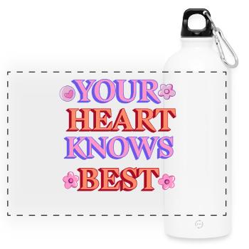 Your heart knows best - Panoramic Drinks Bottle with Carabiner 750 ml - white - Front