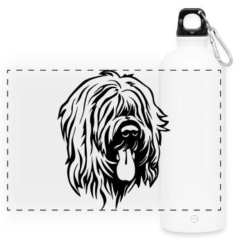 Briard head - Panoramic Drinks Bottle with Carabiner 750 ml - white - Front