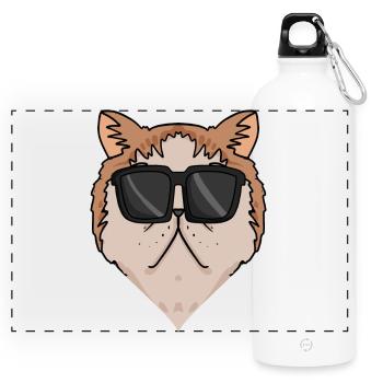 Chat exotique à poil court avec lunettes de soleil - Gourde panoramique avec mousqueton 750 ml - blanc - Devant