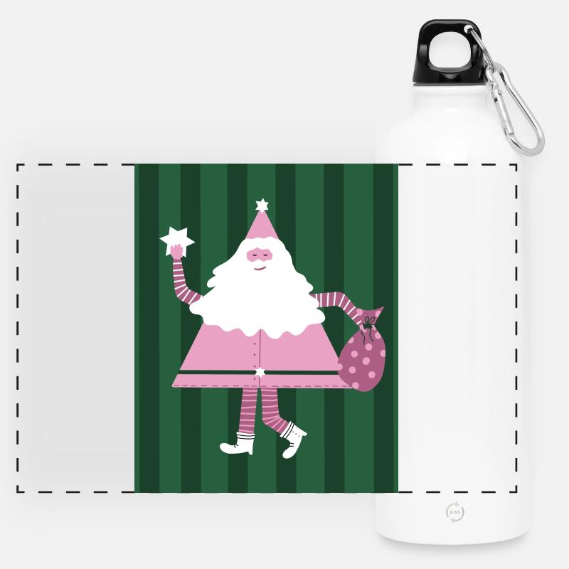 Dancing Santa Claus - Santa Claus in Pink - Panoramic Drinks Bottle with Carabiner 750 ml - white