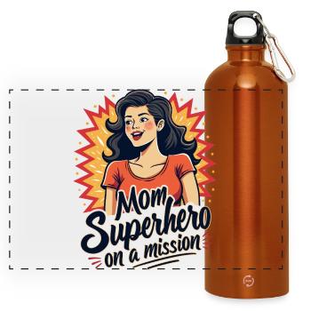 Mère, super-héroïne en mission ! - Gourde panoramique avec mousqueton 750 ml - orange - Devant