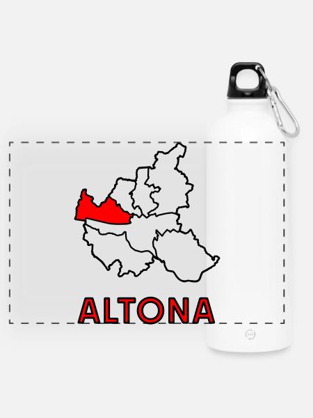 Altona, Stadtteil in Hamburg - Panorama Trinkflasche mit Karabiner 750 ml - Weiß