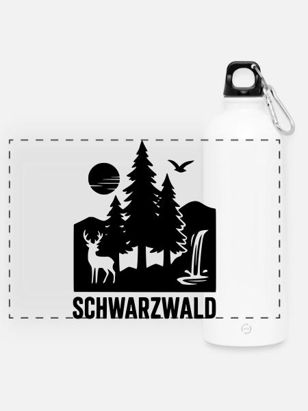 schwarzwald - Panorama Trinkflasche mit Karabiner 750 ml - Weiß