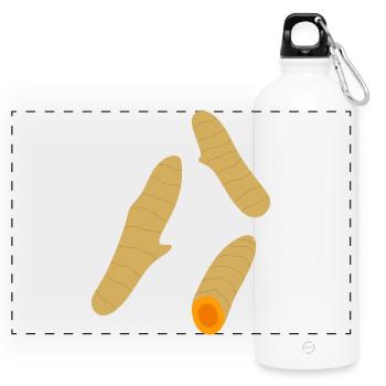 Trio de racines de curcuma minimaliste - Gourde panoramique avec mousqueton 750 ml - blanc - Devant