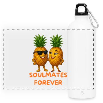 Soulmates Pineapples Forever - Panorama Trinkflasche mit Karabiner 750 ml - Weiß - Vorne