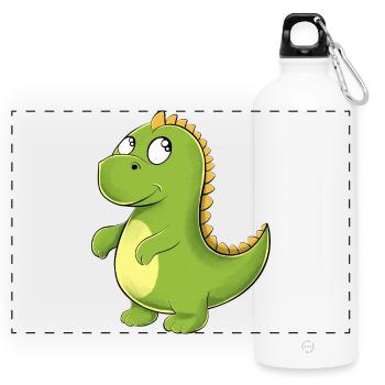 Dino Vert Joyeux - Gourde panoramique avec mousqueton 750 ml - blanc - Devant