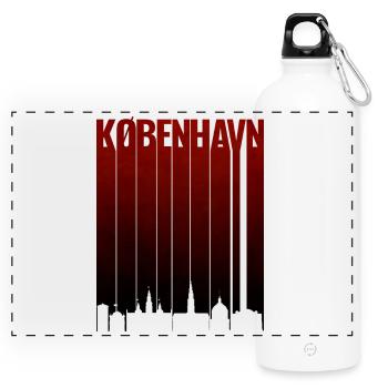 Kopenhagen Rotgradient Typo - Panorama Trinkflasche mit Karabiner 750 ml - Weiß - Vorne