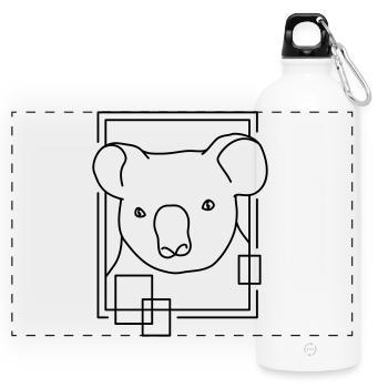 Koala en forme géométrique - Conception d’art au trait - Gourde panoramique avec mousqueton 750 ml - blanc - Devant
