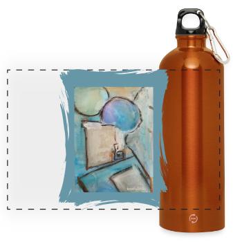 Aquarelle abstraite avec des ballons - Gourde panoramique avec mousqueton 750 ml - orange - Devant