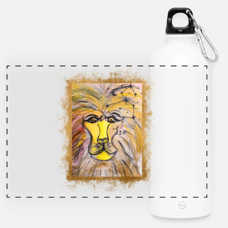 Löwe Sternzeichen Illustration - Panorama Trinkflasche mit Karabiner 750 ml - Weiß