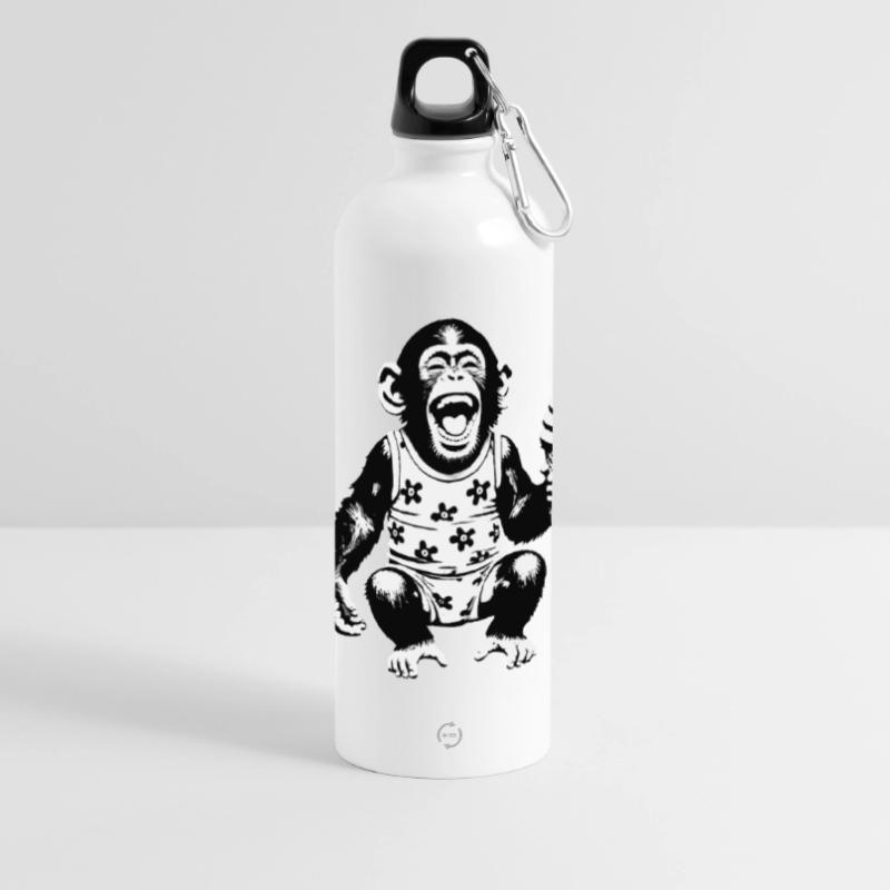 Lachendes Äffchen mit Eis Panorama Trinkflasche mit Karabiner 750 ml