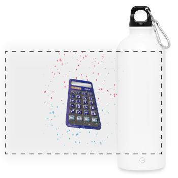 Calculator Calculator | Calculator - Panoramic Drinks Bottle with Carabiner 750 ml - white - Front