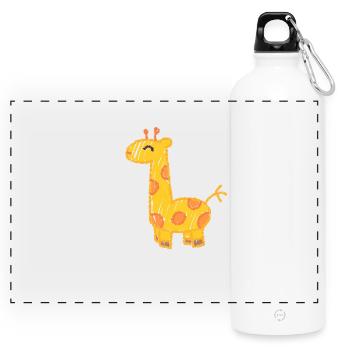 Die Elegante Giraffe - Panorama Trinkflasche mit Karabiner 750 ml - Weiß - Vorne