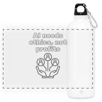AI Needs Ethics Not Profits - Statement Fashion - Panorama Trinkflasche mit Karabiner 750 ml - Weiß - Vorne