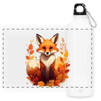 Fuch im Herbst - Panorama Trinkflasche mit Karabiner 750 ml - Weiß - Vorne