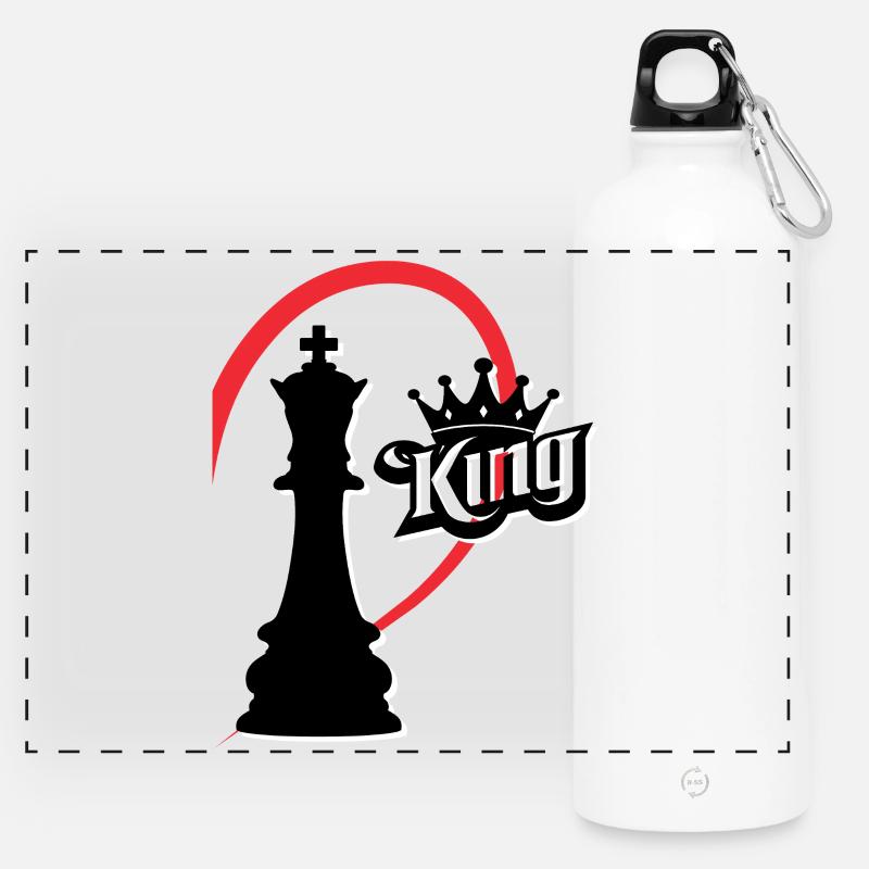 Chess King right half - Panoramic Drinks Bottle with Carabiner 750 ml - white