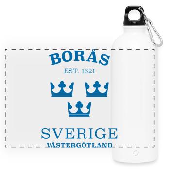 Boras, Sverige, Suède - Gourde panoramique avec mousqueton 750 ml - blanc - Devant