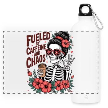 Mother Caffeine Mom Skeleton Coffee - Panoramic Drinks Bottle with Carabiner 750 ml - white - Front