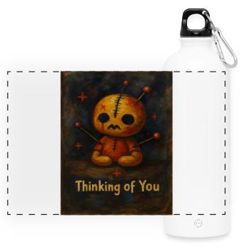 I'm Thinking of You Voodoo Doll - Panoramic Drinks Bottle with Carabiner 750 ml - white - Front