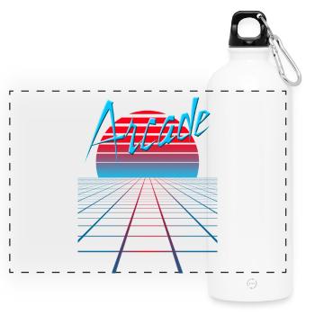 NERDY forever - Arcade - Panorama Trinkflasche mit Karabiner 750 ml - Weiß - Vorne