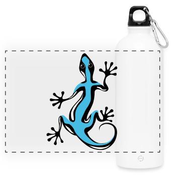 Blauer Gecko - Panorama Trinkflasche mit Karabiner 750 ml - Weiß - Vorne