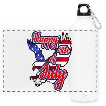 Happy 4th of July - Independence Day - Panoramic Drinks Bottle with Carabiner 750 ml - white - Front