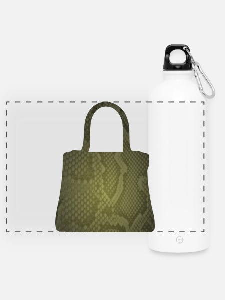 Olive Snake Skin Tote - Panorama Trinkflasche mit Karabiner 750 ml - Weiß