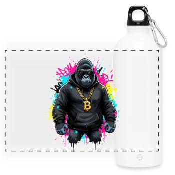 Gorille crypto streetwear Bitcoin - Gourde panoramique avec mousqueton 750 ml - blanc - Devant