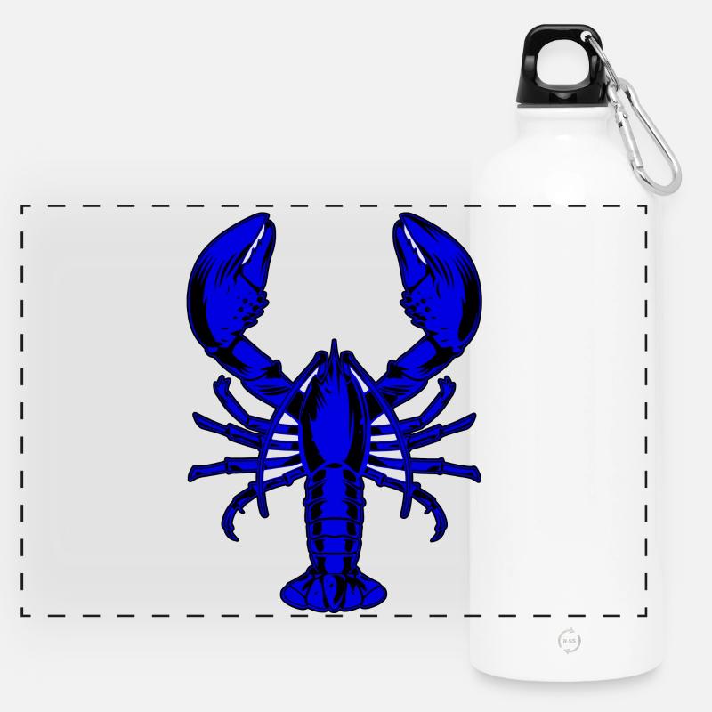 Blue lobster - Panoramic Drinks Bottle with Carabiner 750 ml - white