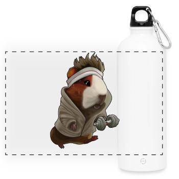 Guinea Pig Sport Design – Funny & Cute - Panoramic Drinks Bottle with Carabiner 750 ml - white - Front