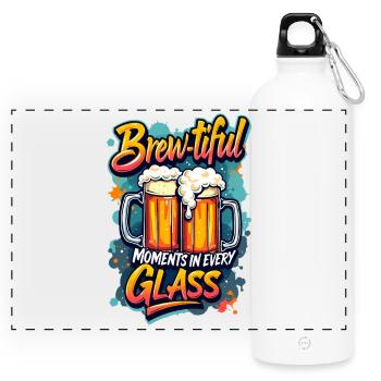 DES MOMENTS DE BRASSAGE DANS CHAQUE VERRE, BIÈRE - Gourde panoramique avec mousqueton 750 ml - blanc - Devant