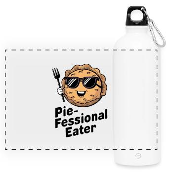 Pie-fessional Eater - Panoramic Drinks Bottle with Carabiner 750 ml - white - Front