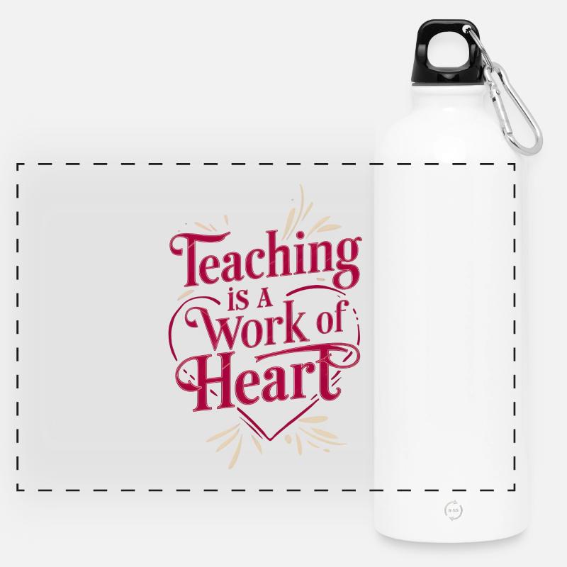 Teaching is a Work of Heart - Panorama Trinkflasche mit Karabiner 750 ml - Weiß