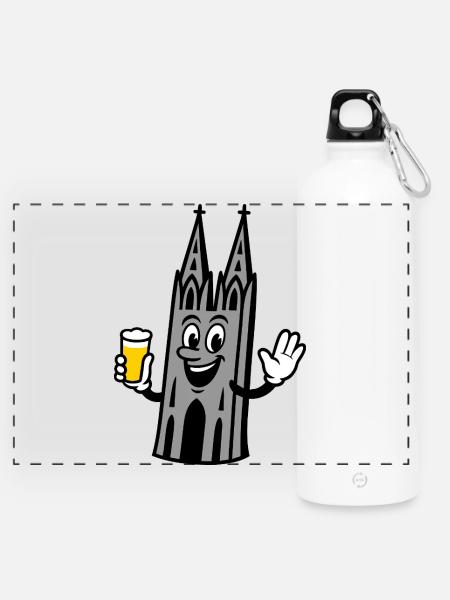 Kölner Dom mit Kölsch - Panorama Trinkflasche mit Karabiner 750 ml - Weiß