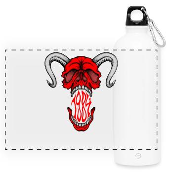"HELLSKULL – Demonic Roar" - Panoramic Drinks Bottle with Carabiner 750 ml - white - Front
