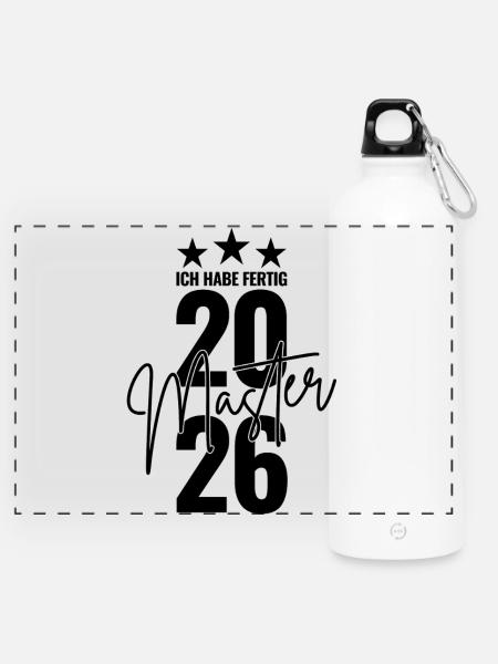 Master 2026 Ich habe fertig - Panorama Trinkflasche mit Karabiner 750 ml - Weiß
