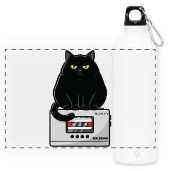 Walkman Loaf Cat Music K7 - Panoramic Drinks Bottle with Carabiner 750 ml - white - Front