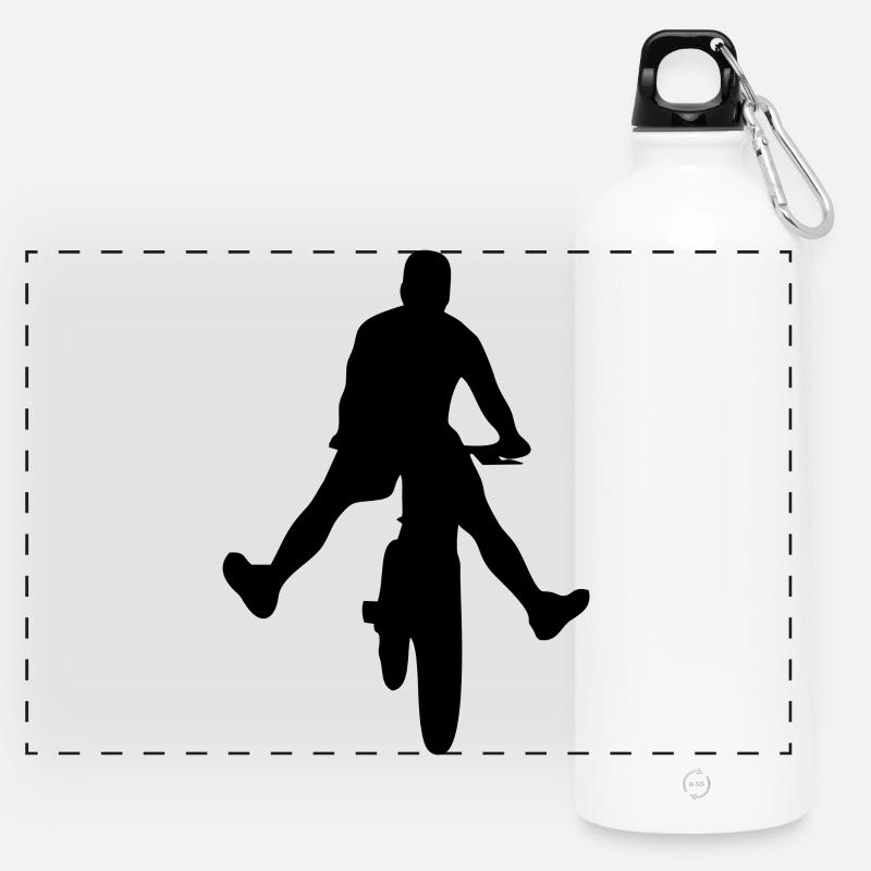 Abstract retro pattern on bicycle t-shirt - Panoramic Drinks Bottle with Carabiner 750 ml - white