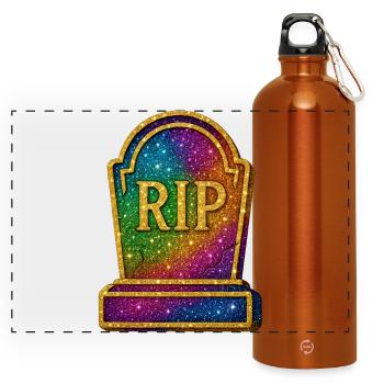 Galaktische RIP Grabstein Glitter - Panorama Trinkflasche mit Karabiner 750 ml - Orange - Vorne