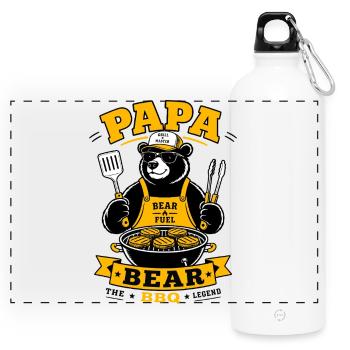 Papa Bear BBQ Grill Master - Gourde panoramique avec mousqueton 750 ml - blanc - Devant