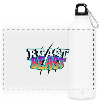 BEAST Graffiti-Design - Panorama Trinkflasche mit Karabiner 750 ml - Weiß - Vorne