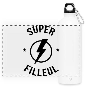 Filleul Filleule Baptême Parrain Marraine - Panoramic Drinks Bottle with Carabiner 750 ml - white - Front