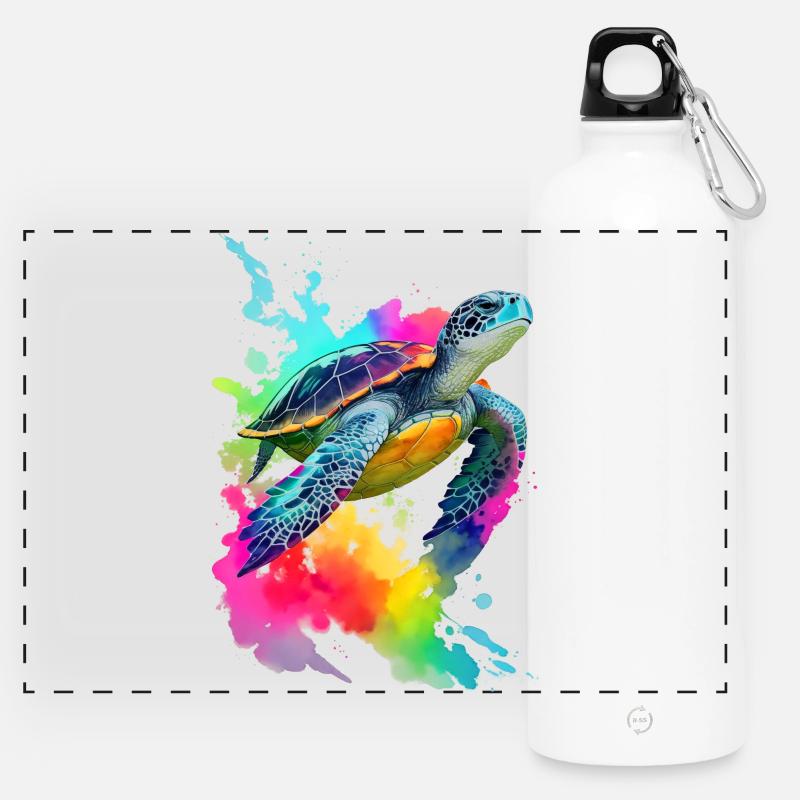 Sea turtle - Panoramic Drinks Bottle with Carabiner 750 ml - white
