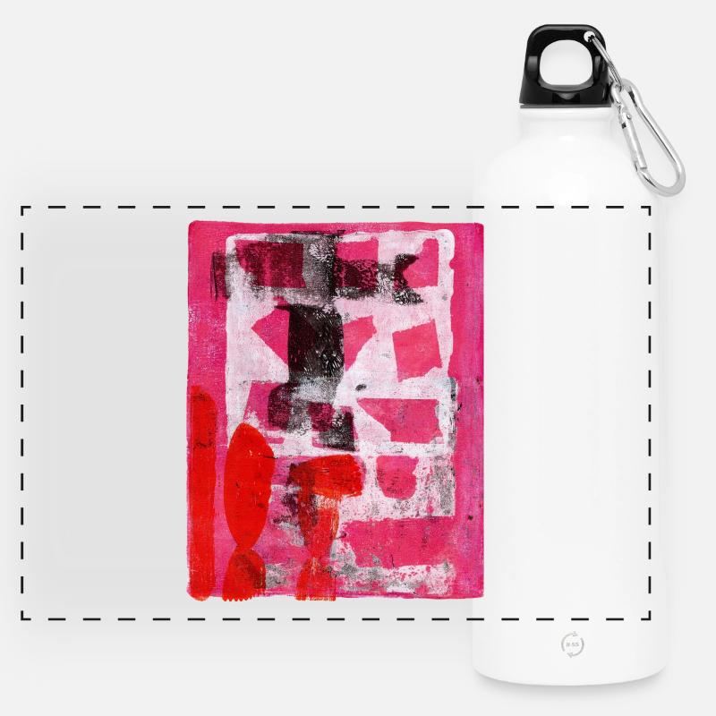 Abstrait Monoprint Street Art Impression Expressionnisme - Gourde panoramique avec mousqueton 750 ml - blanc