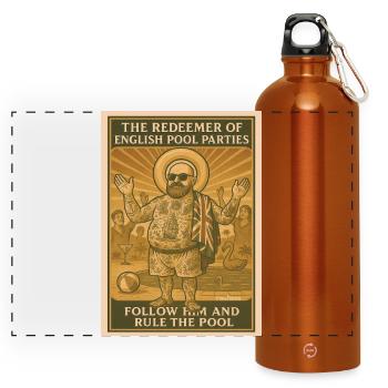Der Erlöser der englischen Pool Party - Panorama Trinkflasche mit Karabiner 750 ml - Orange - Vorne