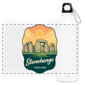 Stonehenge England Vintage Sunset Reiseabzeichen - Panorama Trinkflasche mit Karabiner 750 ml - Weiß - Vorne