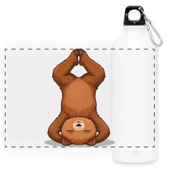 Ours de yoga en équilibre sur la tête - Gourde panoramique avec mousqueton 750 ml - blanc - Devant