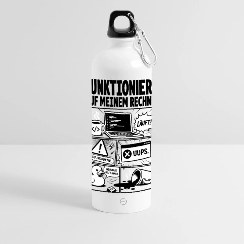 Läuft Coding Comic Design Panorama Trinkflasche mit Karabiner 750 ml