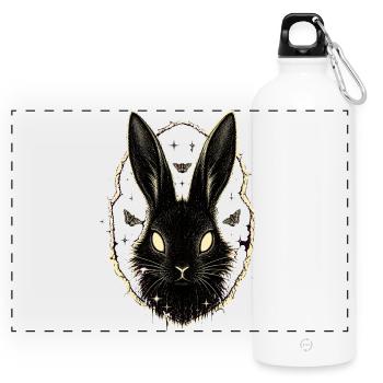 Lapin noir avec des papillons de nuit - Gourde panoramique avec mousqueton 750 ml - blanc - Devant