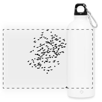 volée d'oiseaux - Gourde panoramique avec mousqueton 750 ml - blanc - Devant